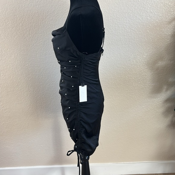 NWT ASTR String of Pearls Imitation Pearl Side Ruched Minidress 0112 - Picture 5 of 9